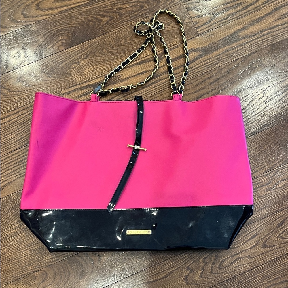 Juicy Couture Stylish Pink and Black Women's Tote Bag